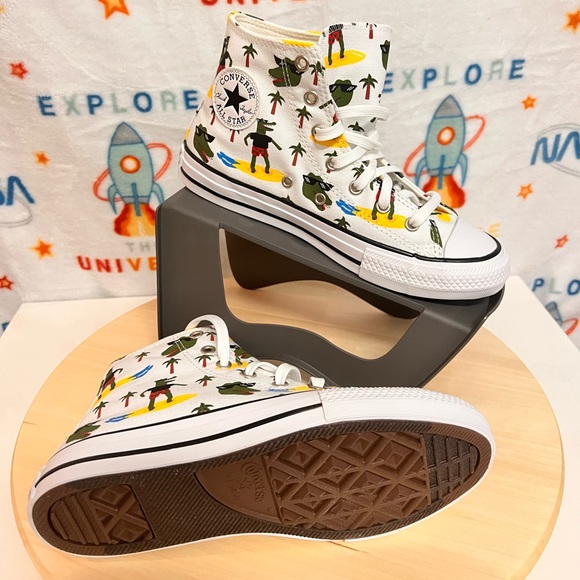 CONVERSE CTAS HI WHITE GATOR 🐊 WOMEN - Picture 5 of 13